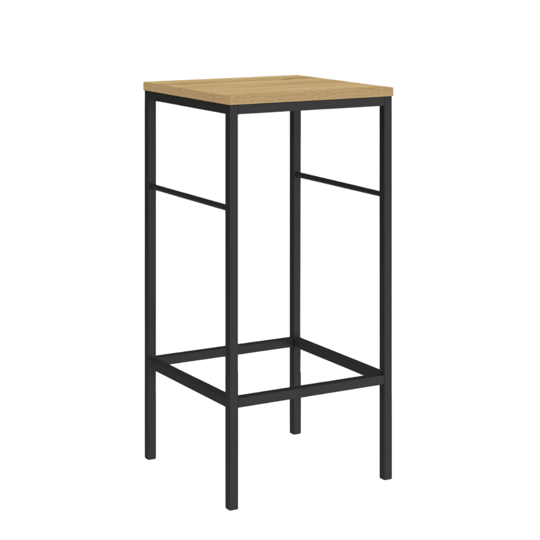 Tabouret bois et métal noir