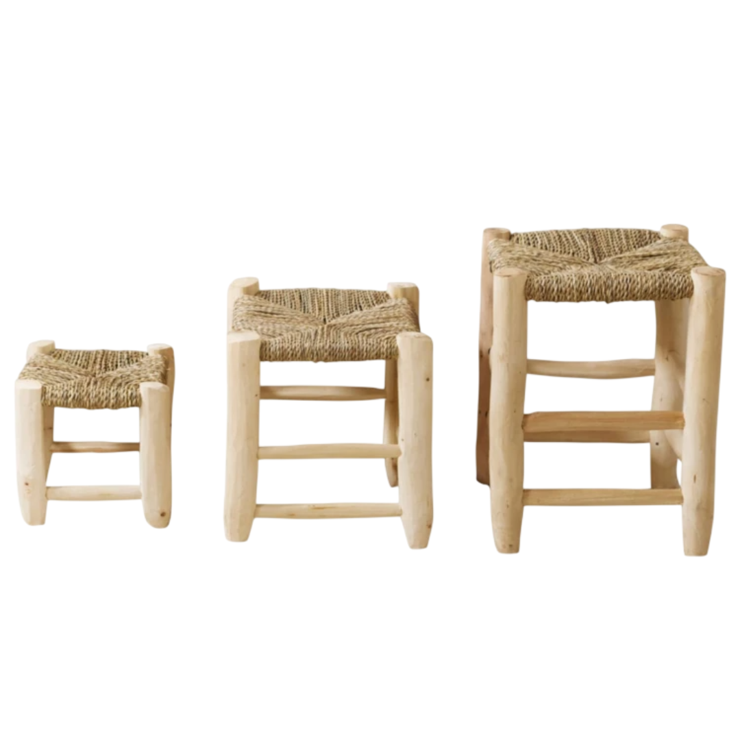 Tabouret Marocain bois naturel